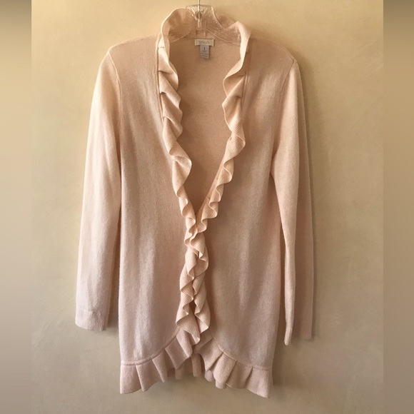 Chico’s Cashmere Cardigan with Ruffled Trim - Picture 1 of 9